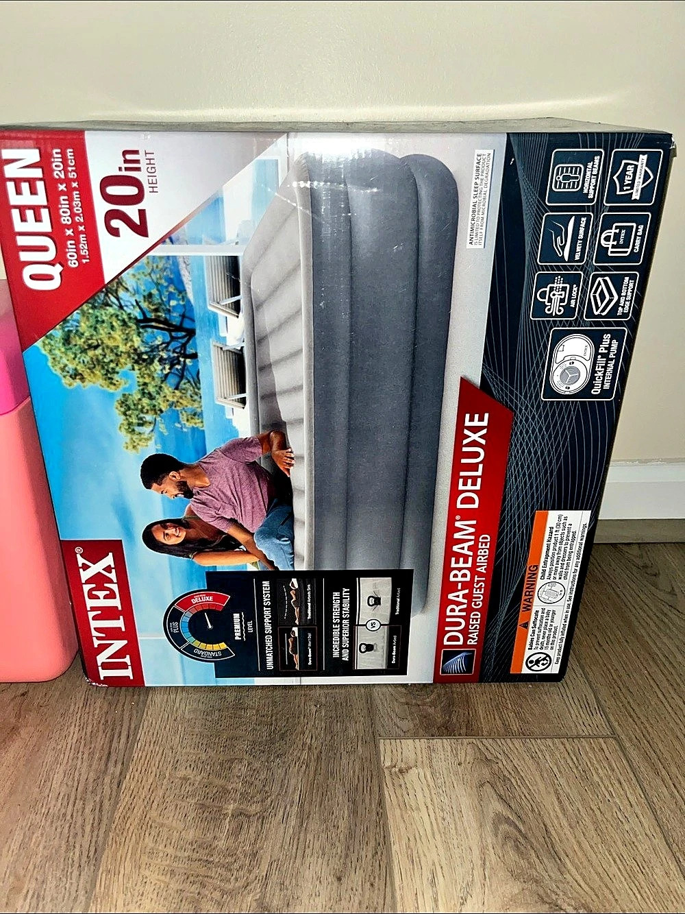 Intex Dura-Beam Deluxe 20 in Queen Air Mattress Gray NWT